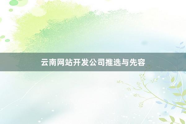 云南网站开发公司推选与先容